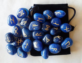 25 Piece Futhark Blue Onyx Gemstone Rune Set