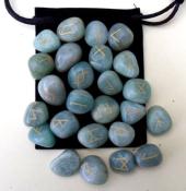 25 Piece Futhark Green Aventurine Rune Set with Pouch