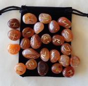 25 Piece Futhark Red Carnelian Gemstone Rune Set