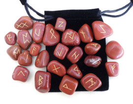 25 Piece Futhark Red Jasper Gemstone Rune Set