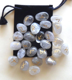 25 Piece Futhark Smoky Quartz Gemstone Rune Set