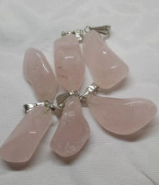 Small Tumbled Rose Quartz Pendant 