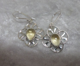 925 Sterling Silver Natural Citrine Earrings (Rare)