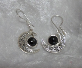 925 Sterling Silver Star Sapphire Moon Earrings