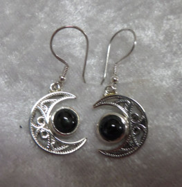 925 Sterling Silver Star Sapphire Moon Earrings