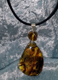 925 Sterling Silver Mexican Amber Pendant