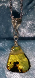 925 Sterling Silver Mexican Amber Pendant