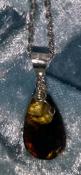 925 Sterling Silver Mexican Amber Pendant