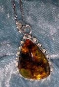 925 Sterling Silver Mexican Amber Pendant