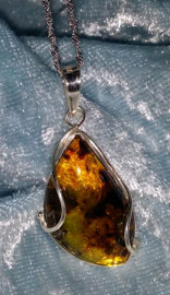 925 Sterling Silver Mexican Amber Pendant