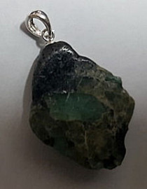 Polished Emerald Slab Pendant with 925 Sterling Silver Bail