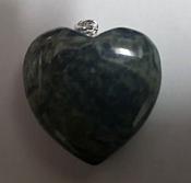 Kambaba Jasper Puffy Heart Pendant with 925 Sterling Silver Bail