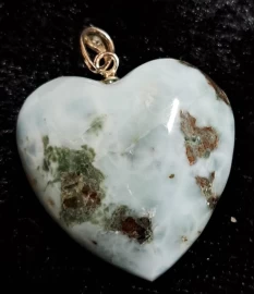 Larimar Heart Pendant with a Sterling Silver Bail