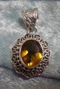 925 Sterling Silver & Citrine Pendant