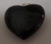 Nuummite Puffy Heart Pendant with Sterling Silver Bail