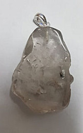 Polished Smoky Quartz Slab Pendant with 925 Sterling Silver Bail