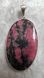 925 Sterling Silver Rhodonite Pendant.