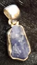 925 Sterling Silver Rough Tanzanite Pendant
