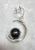 925 Sterling Silver Star Sapphire Moon Pendant 