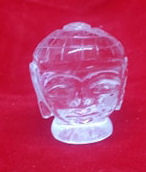 Hand Carved Clear Quartz Buddha Head 