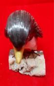 Black Obsidian & Quartz Hand Carved Penguin Standing on a little Pyrite & Quartz Slab