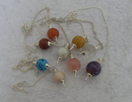 Ball Pendulums - Amethyst, Camel Jasper, Crystal Quartz, Moonstone, Peach Aventurine, Rainbow Moonstone, Red Jasper, Rose Quartz & Turquoise             