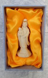 Quan Yin Holding Child Statue - Ivory